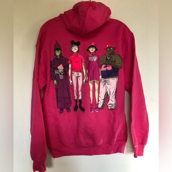 Gorillaz Rock Band Pink Hoodie Sweatshirt - Picture 4 of 5